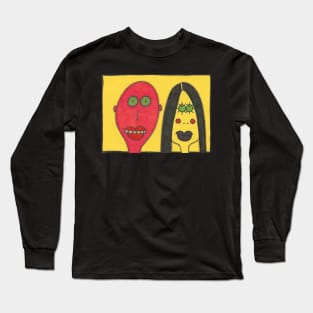 Couple Portrait on Yellow Long Sleeve T-Shirt